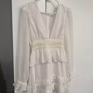 Tularosa Cream Long Sleeve Dress with Lace Detail